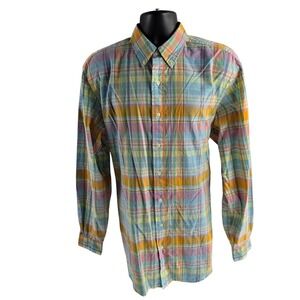 Ralph Lauren Beach‎ Twill Plaid Shirt Mens Long Sleeve Button Down LT Tall